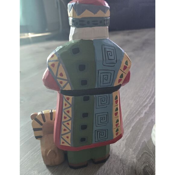 3 Vintage Painted Folk Art Christmas African / Brown Santa Figures Decor 10" - Picture 8 of 16